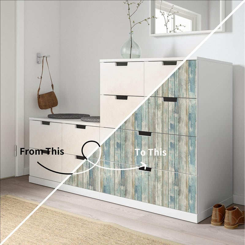 practicalWs Peel and Stick Wallpaper 17.71" x 236.2" Wood Wallpaper Wood Contact Paper Vintage Removable Self-Adhesive Wall Paper for Bedroom Walls Decor Faux Wooden Grain Look Vinyl Film Roll - Image 2